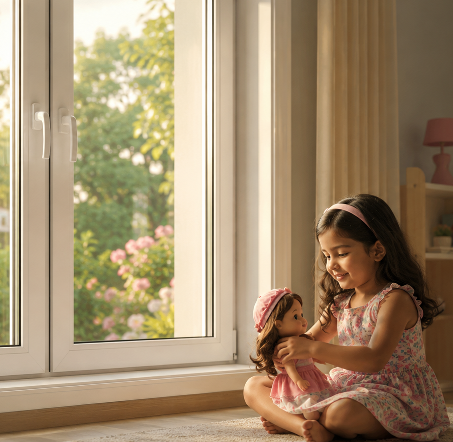IndiFrame uPVC window installation in a modern Indian home